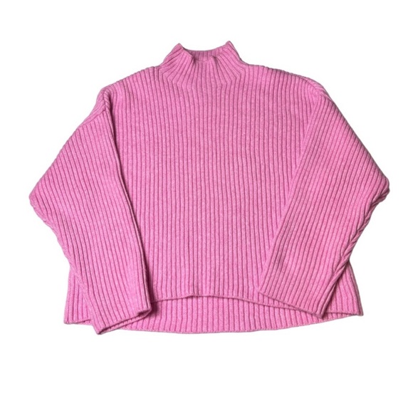 Steve Madden Mock Neck Ribbed Sweater- Pink, Size Medium - Picture 2 of 6